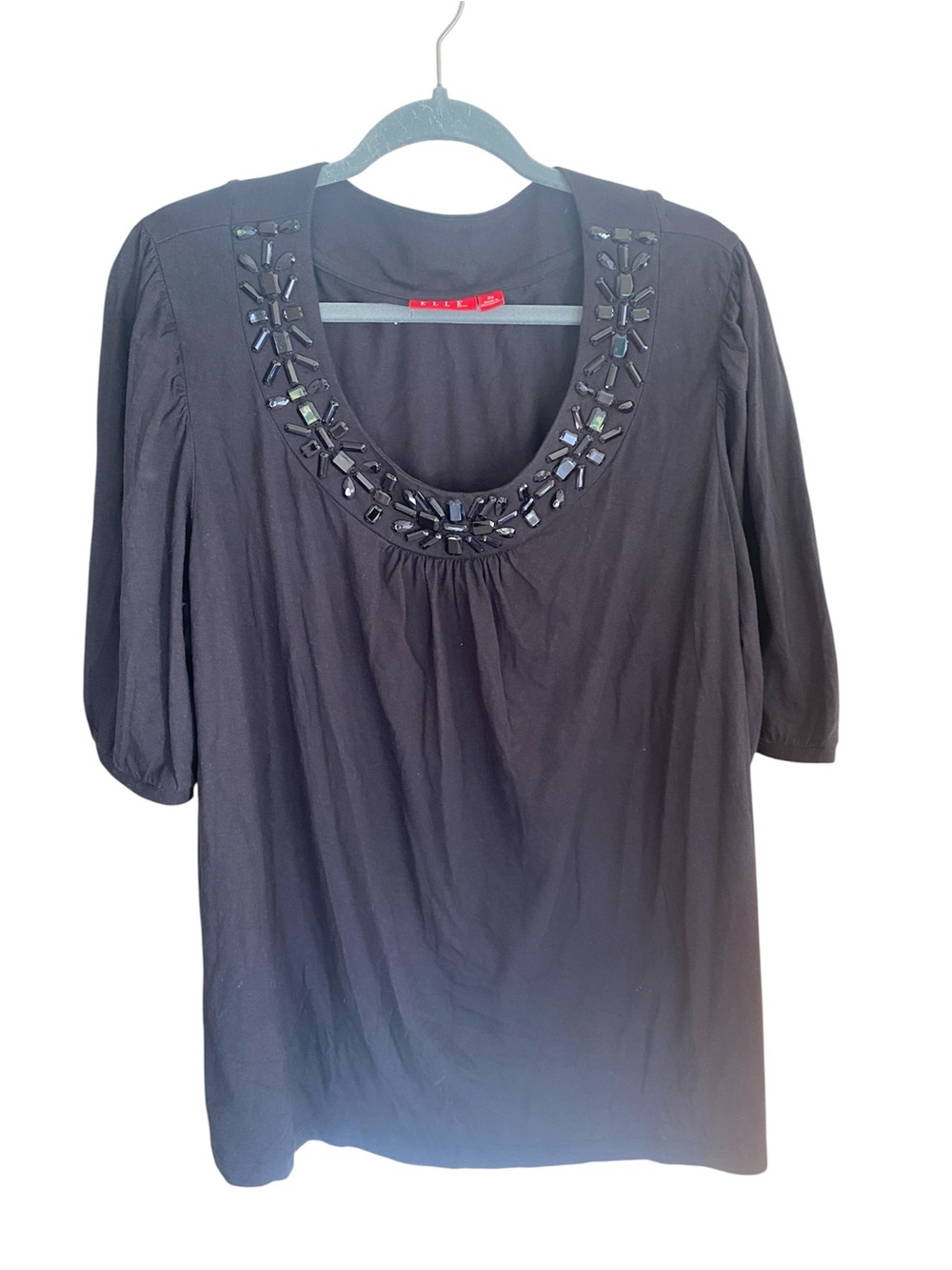 Elle Black Scoop-Neck Beaded Women's Top Size 2X NWT